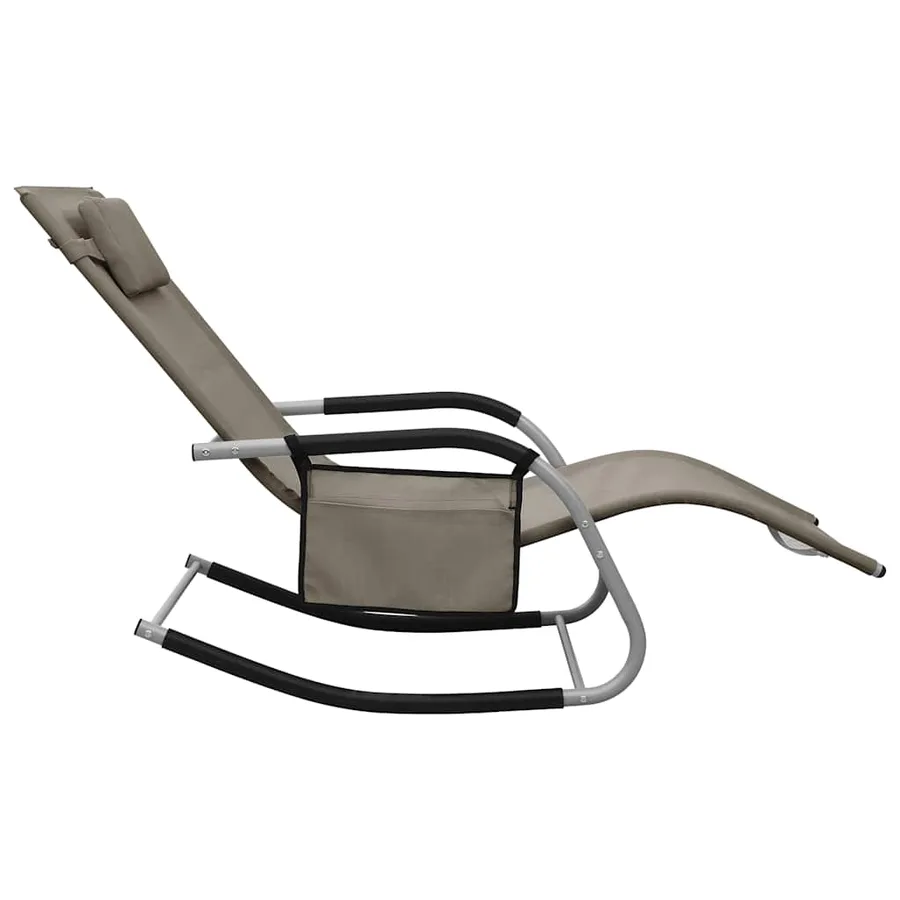 Chaises longues lot de 2 Textilène Crème et gris - 12