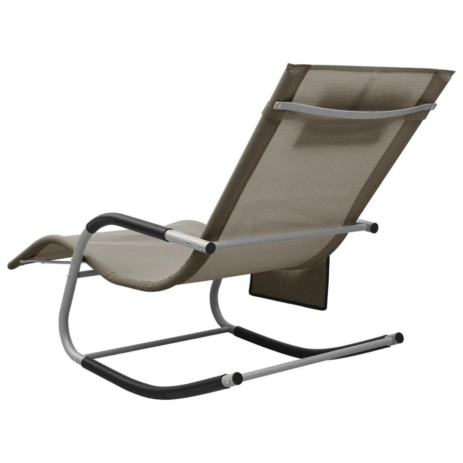 Chaises longues lot de 2 Textilène Crème et gris - 13