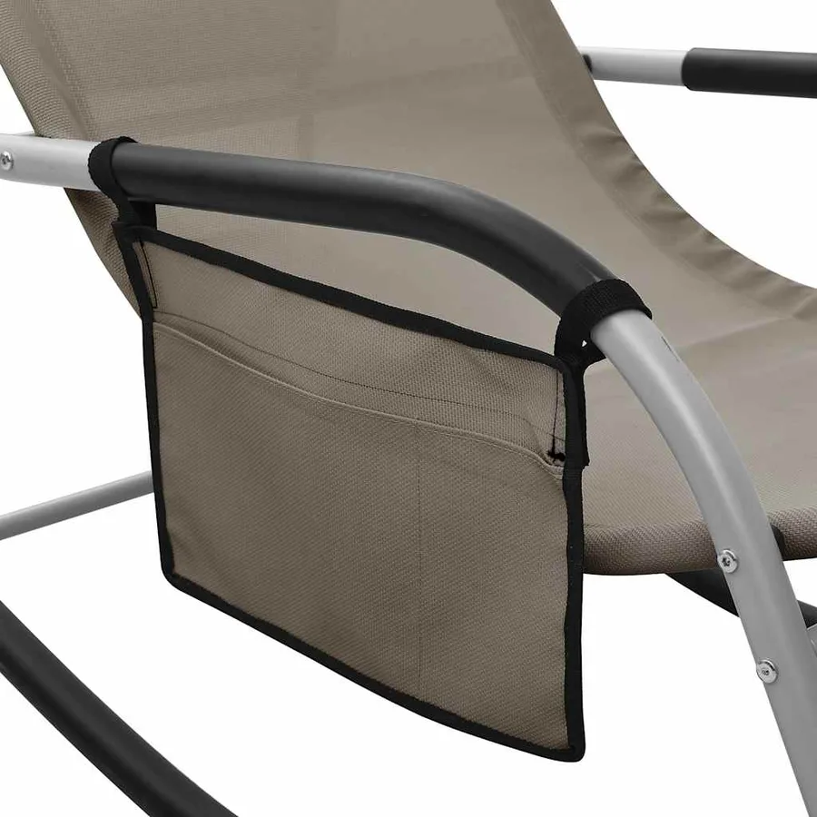 Chaises longues lot de 2 Textilène Crème et gris - 14
