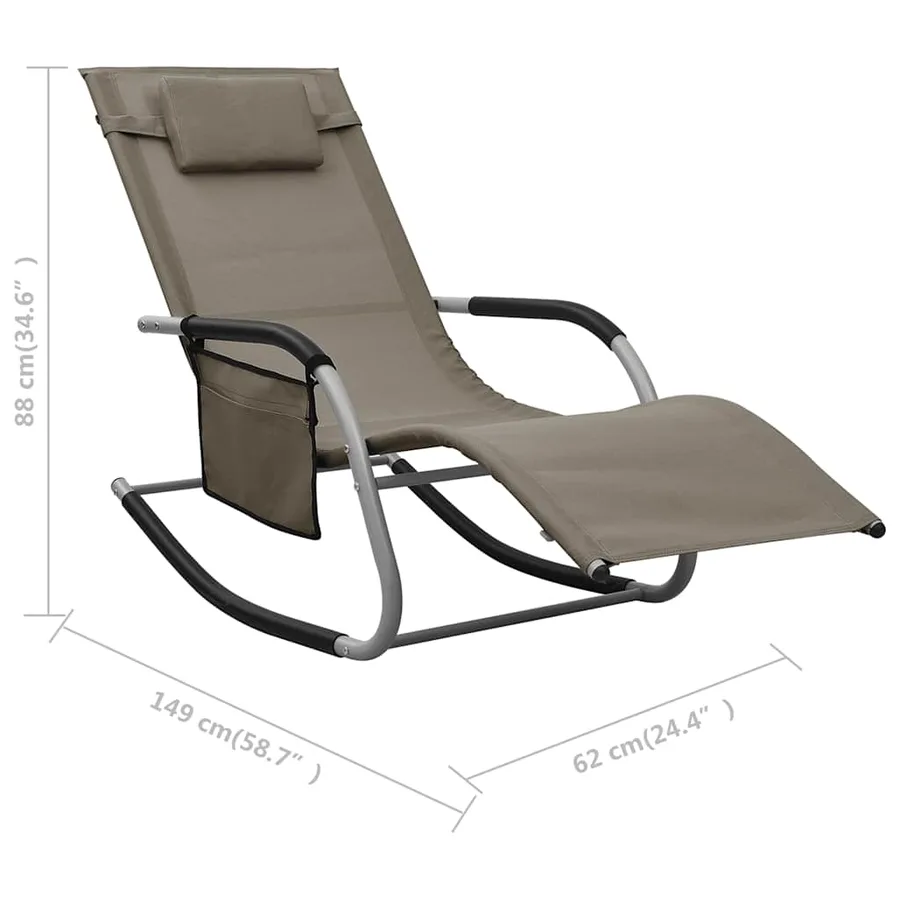 Chaises longues lot de 2 Textilène Crème et gris - 16