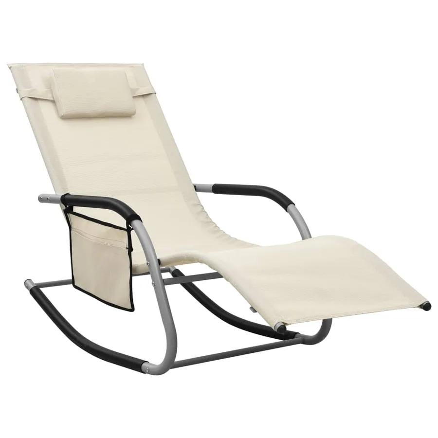 Chaises longues lot de 2 Textilène Crème et gris - 2
