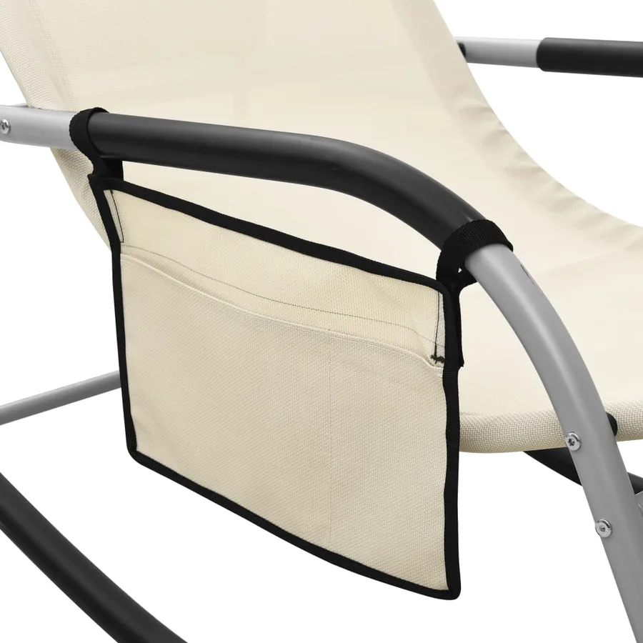 Chaises longues lot de 2 Textilène Crème et gris - 6