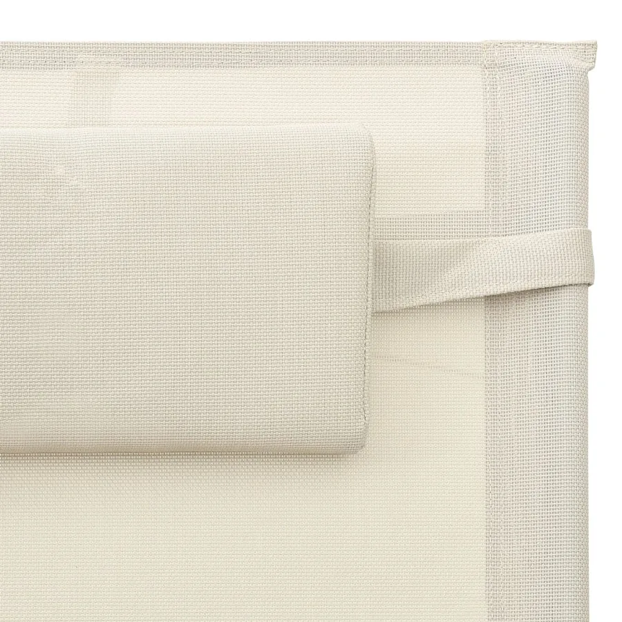 Chaises longues lot de 2 Textilène Crème et gris - 7