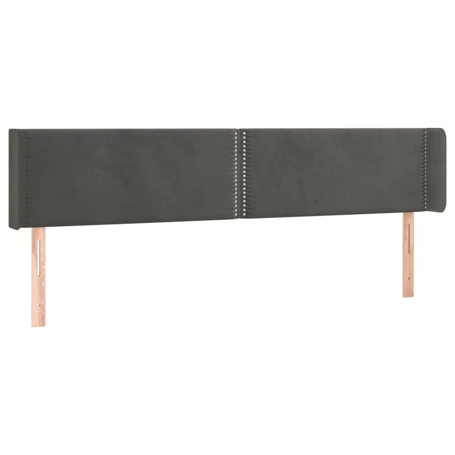 Tête de lit avec oreilles Gris foncé 163x16x78/88 cm Velours - 2