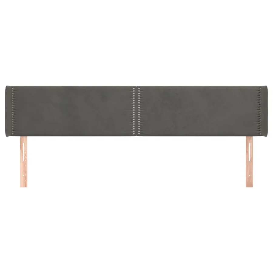Tête de lit avec oreilles Gris foncé 163x16x78/88 cm Velours - 3