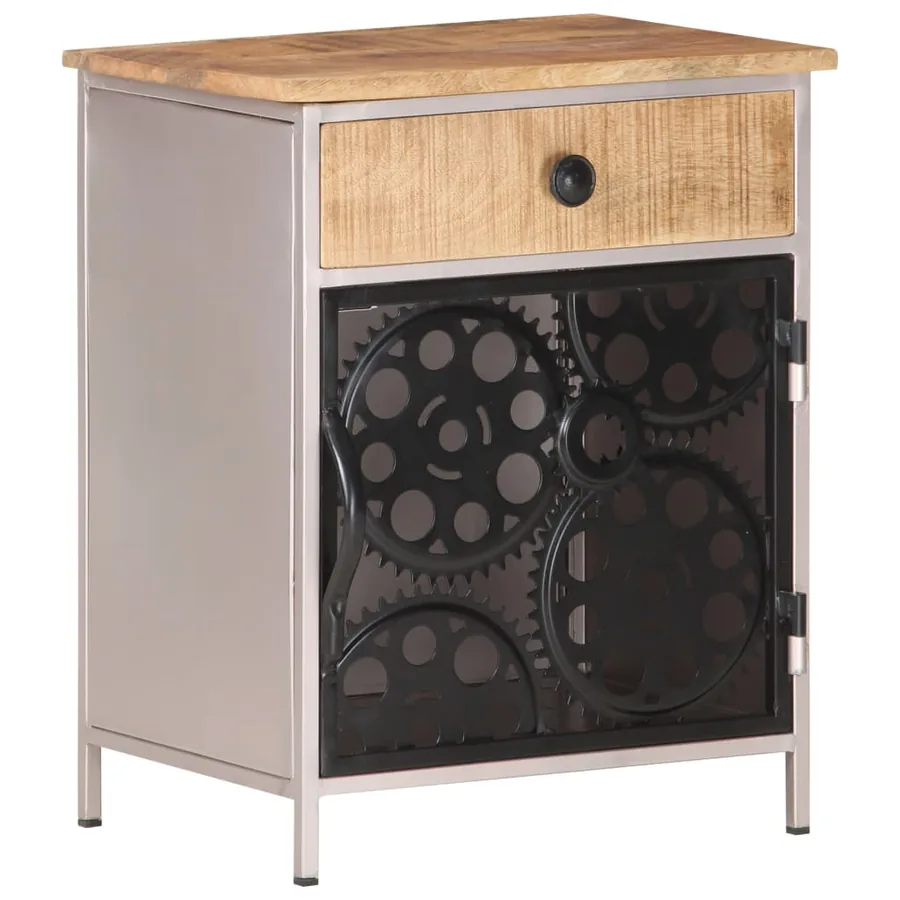 Table de chevet 40x30x50 cm Bois de manguier brut - 8