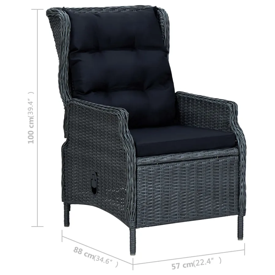 Ensemble à manger de jardin 7 pcs Gris foncé - 11