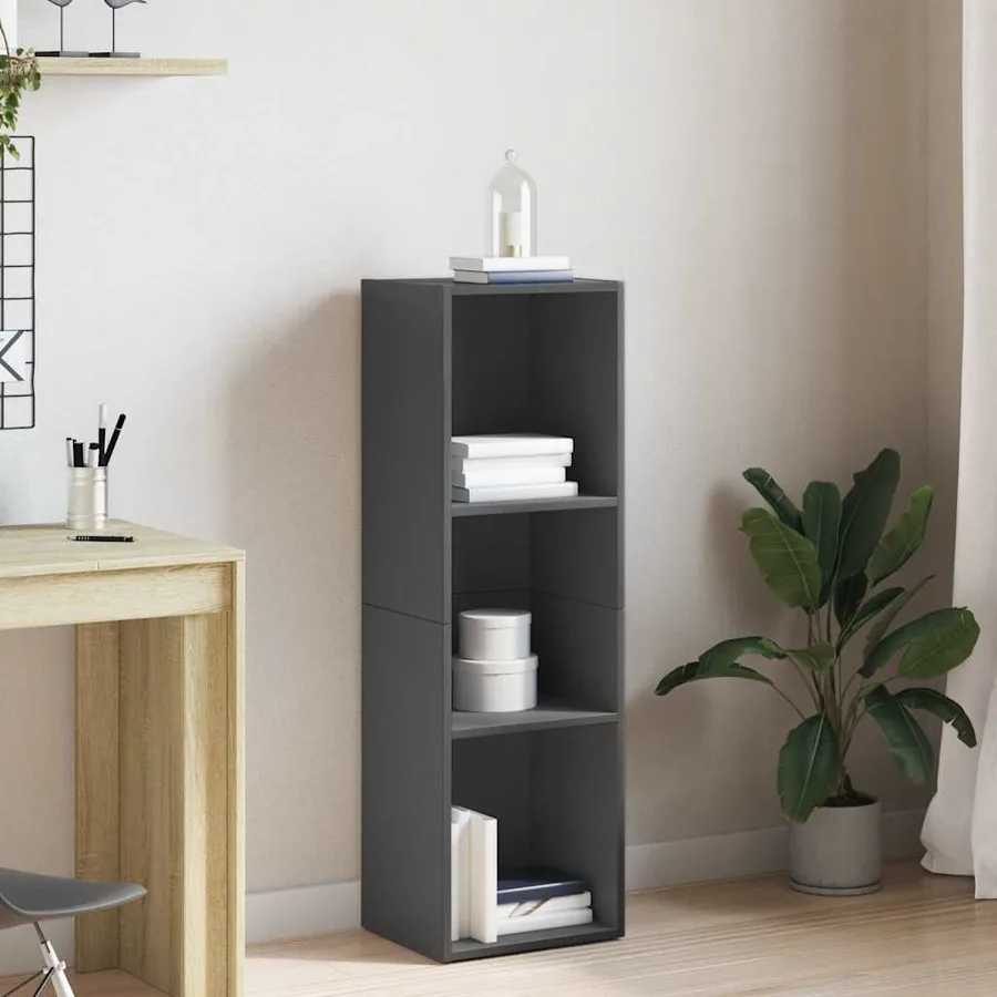 Bibliothèque/Meuble TV Gris brillant Bois d’ingénierie
