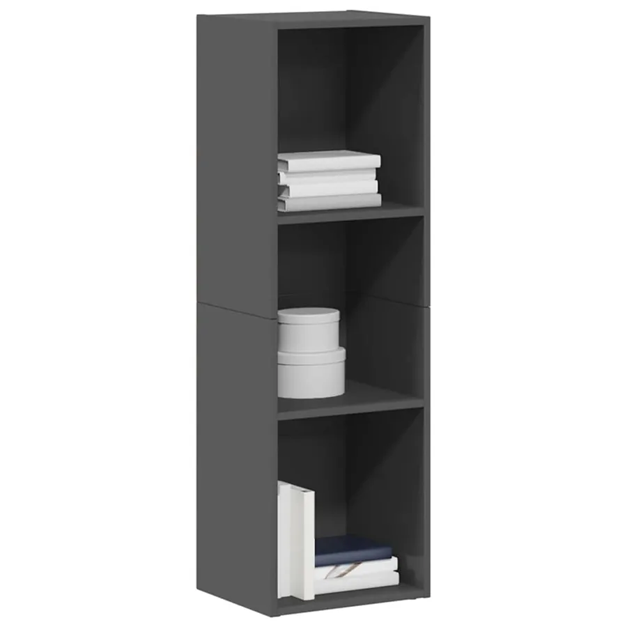 Bibliothèque/Meuble TV Gris brillant Bois d’ingénierie - 3