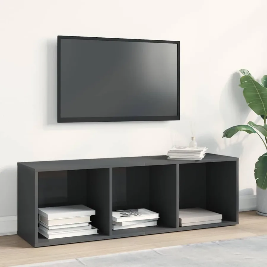 Bibliothèque/Meuble TV Gris brillant Bois d’ingénierie - 6