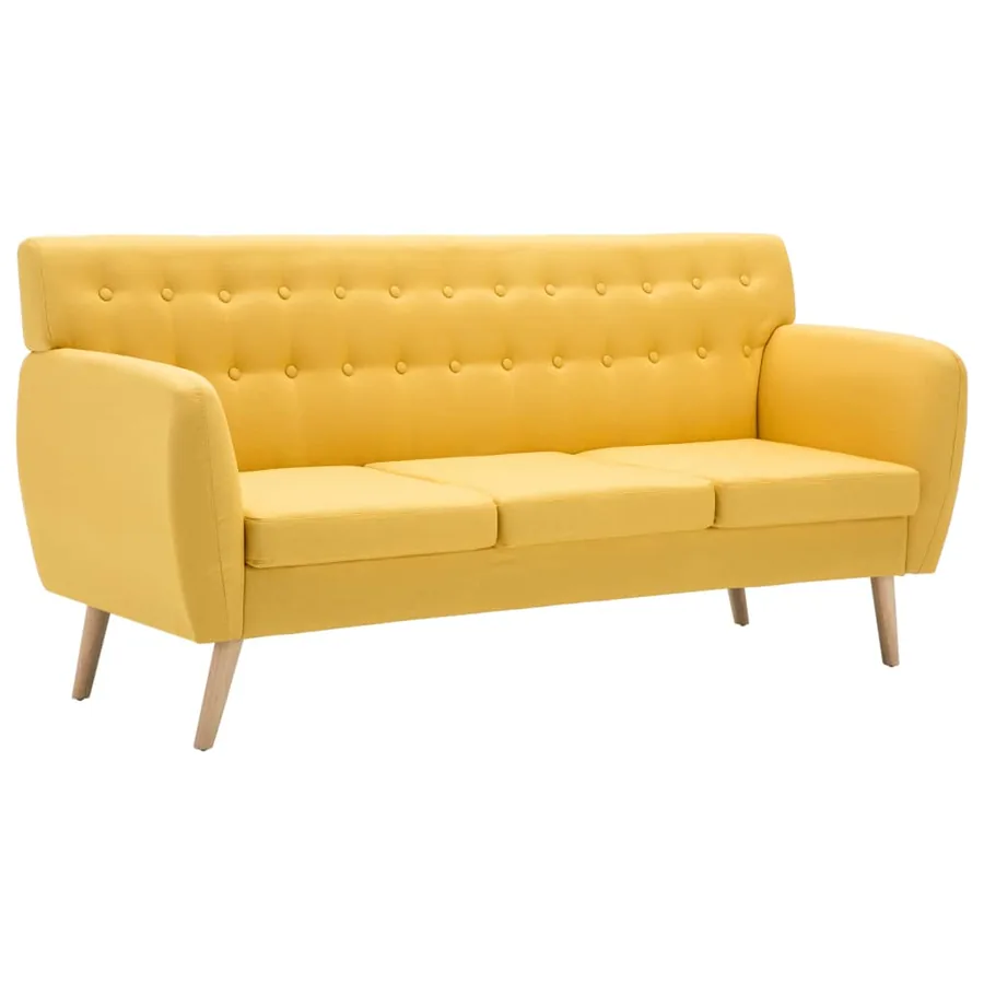 Canapé à 3 places revêtement en tissu 172x70x82 cm jaune - 2