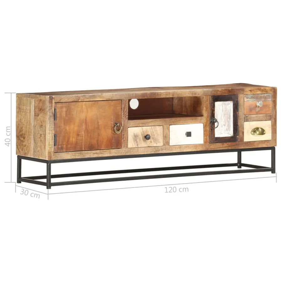 Meuble TV 120 x 30 x 40 cm Bois de récupération massif - 8