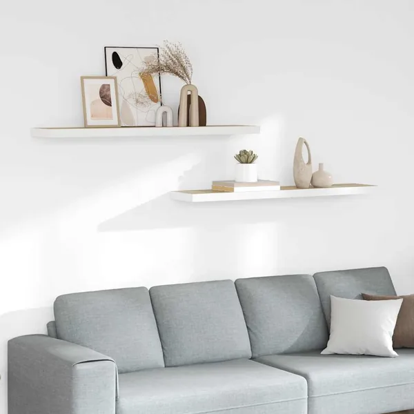 Étagères flottantes 2 pcs chêne et blanc 120x23,5x3,8 cm MDF