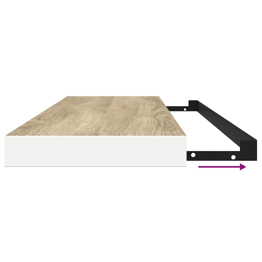 Étagères flottantes 2 pcs chêne et blanc 120x23,5x3,8 cm MDF - 11