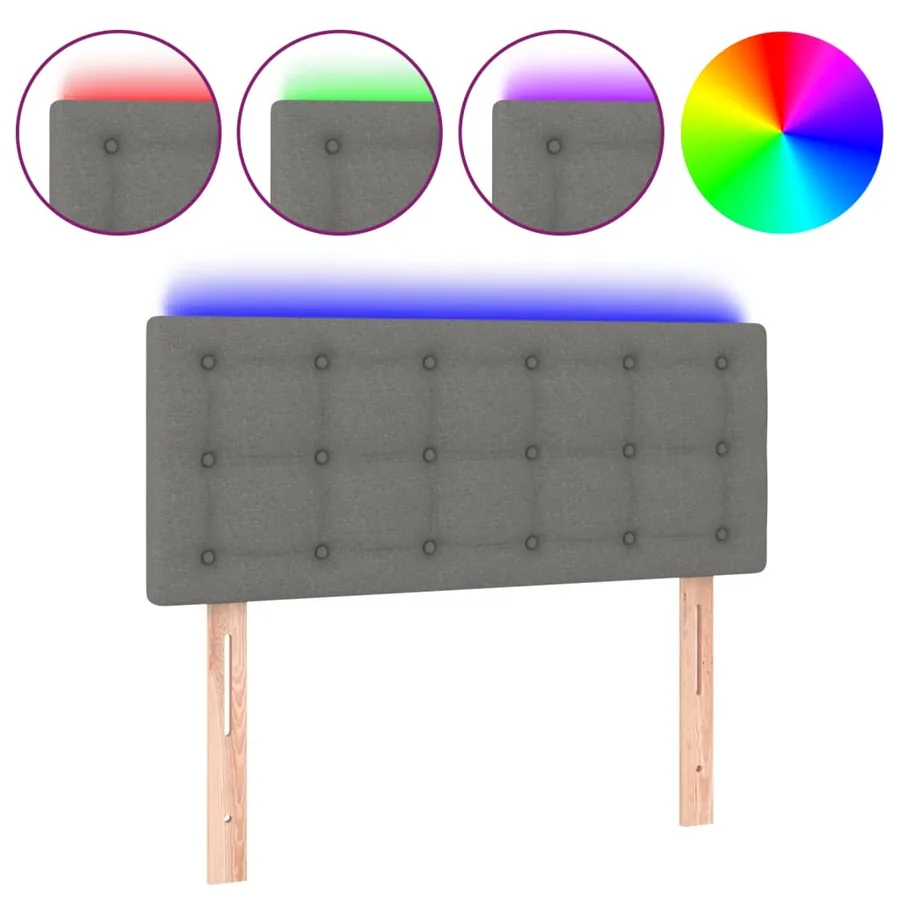 Tête de lit à LED Gris foncé 80x5x78/88 cm Tissu - 2