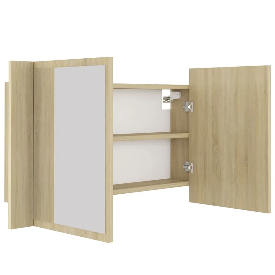 Armoire à miroir à LED de bain Chêne sonoma 80x12x45 Acrylique - 11