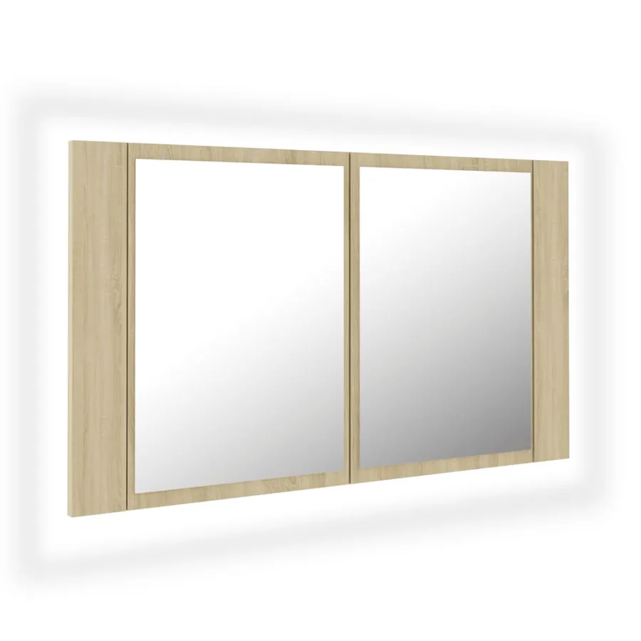 Armoire à miroir à LED de bain Chêne sonoma 80x12x45 Acrylique - 2