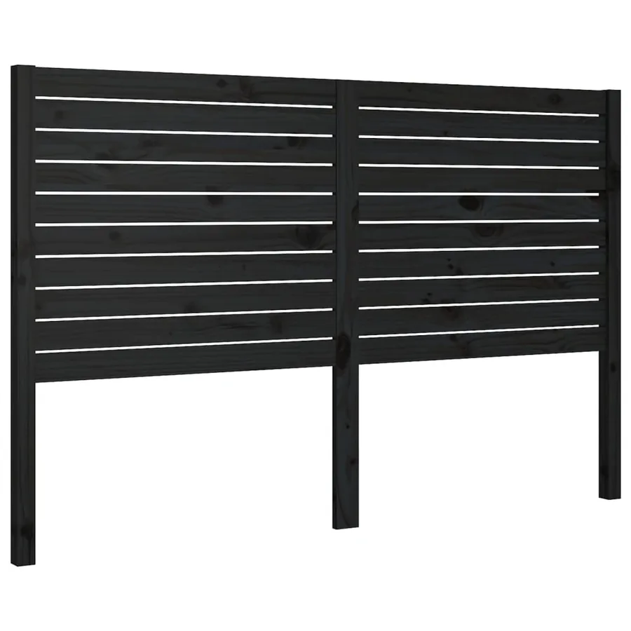 Tête de lit Noir 146x4x100 cm Bois massif de pin - 2
