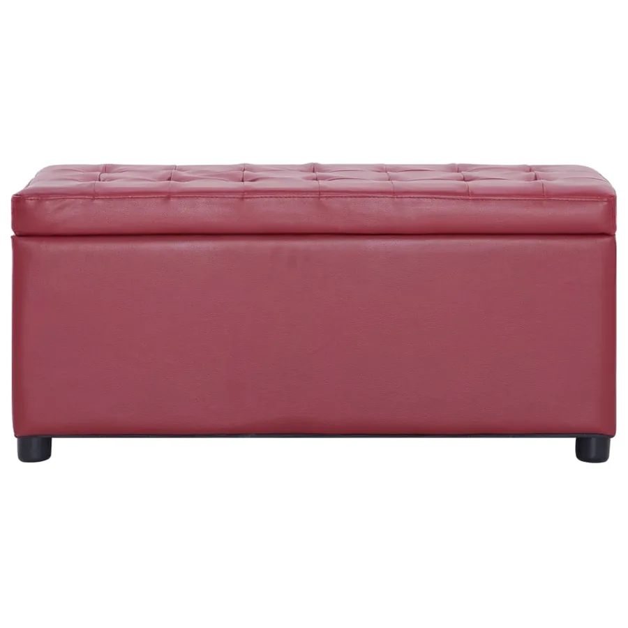 Pouf de rangement 87,5 cm Rouge bordeaux Similicuir - 2