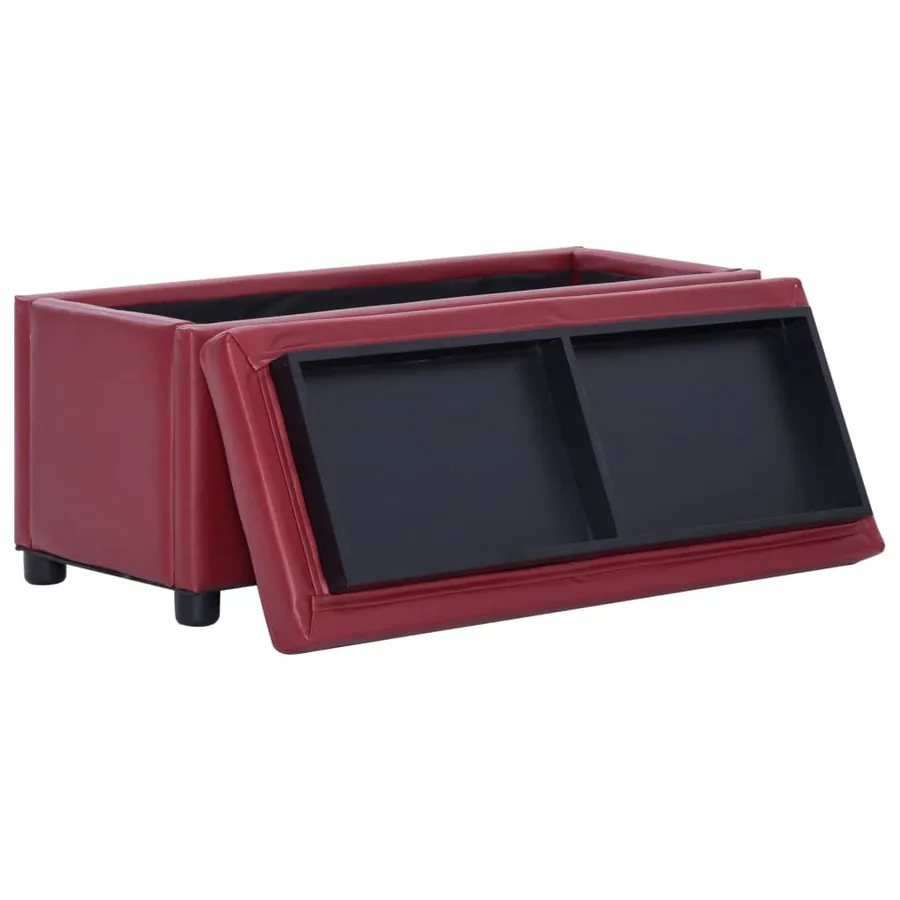 Pouf de rangement 87,5 cm Rouge bordeaux Similicuir - 4