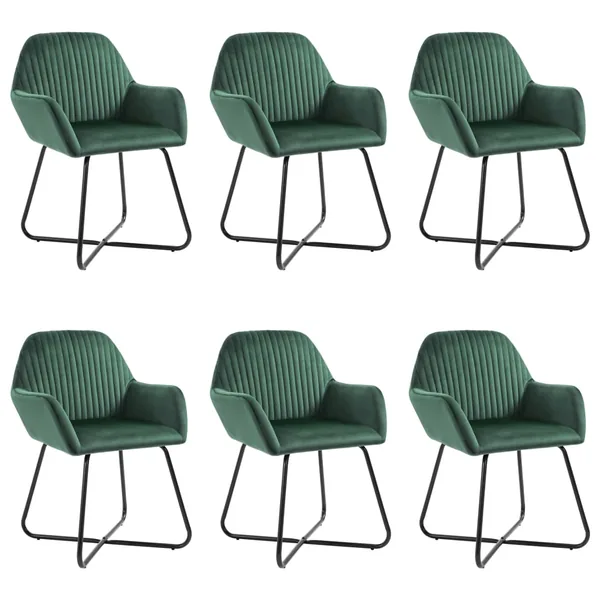 Chaises à manger lot de 6 vert velours
