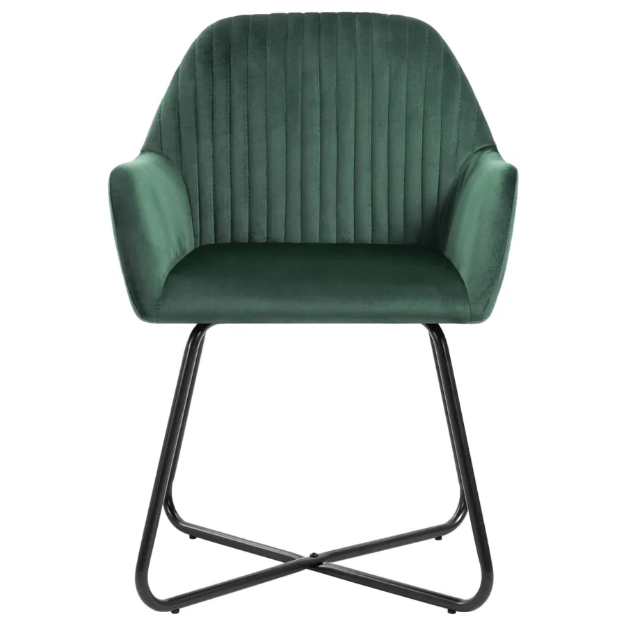 Chaises à manger lot de 6 vert velours - 3