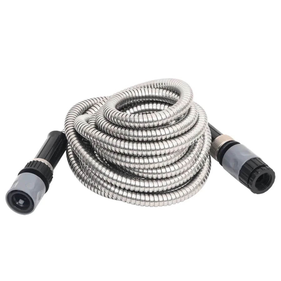 Tuyau d'arrosage buse de pulvérisation argenté 0,6" 7,5 m inox - 2