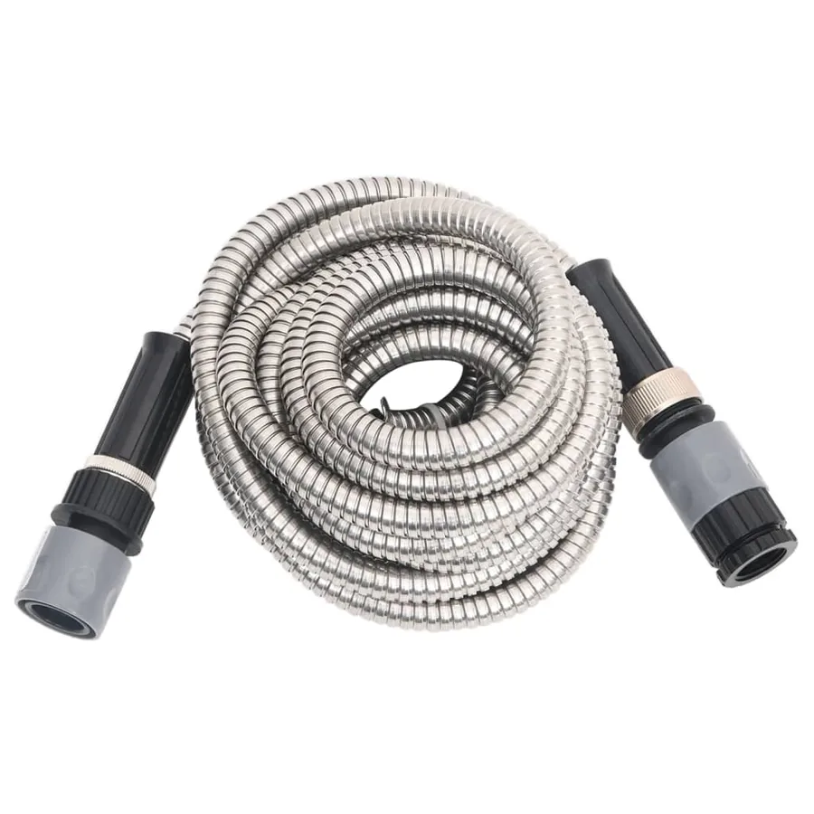 Tuyau d'arrosage buse de pulvérisation argenté 0,6" 7,5 m inox - 3