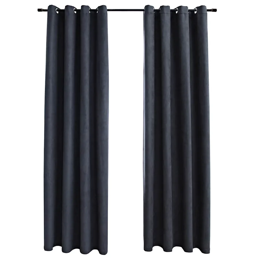 Rideaux occultants avec anneaux Métal 2pcs Anthracite 140x245cm - 2