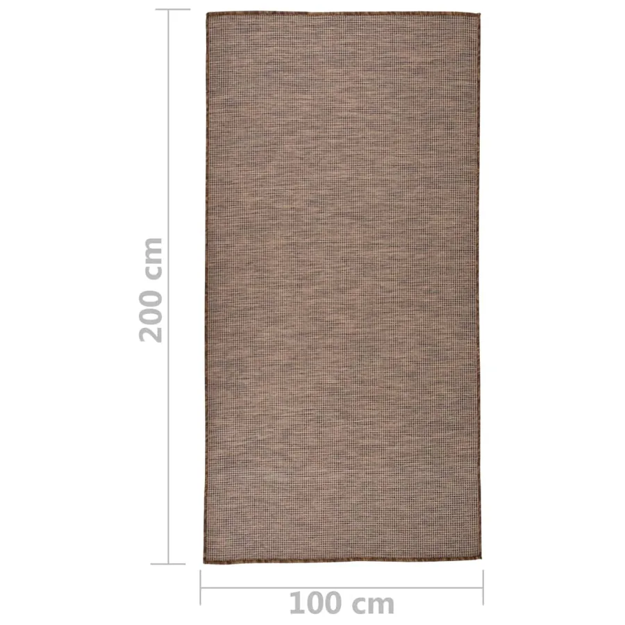 Tapis à tissage plat d'extérieur 100x200 cm Marron - 6