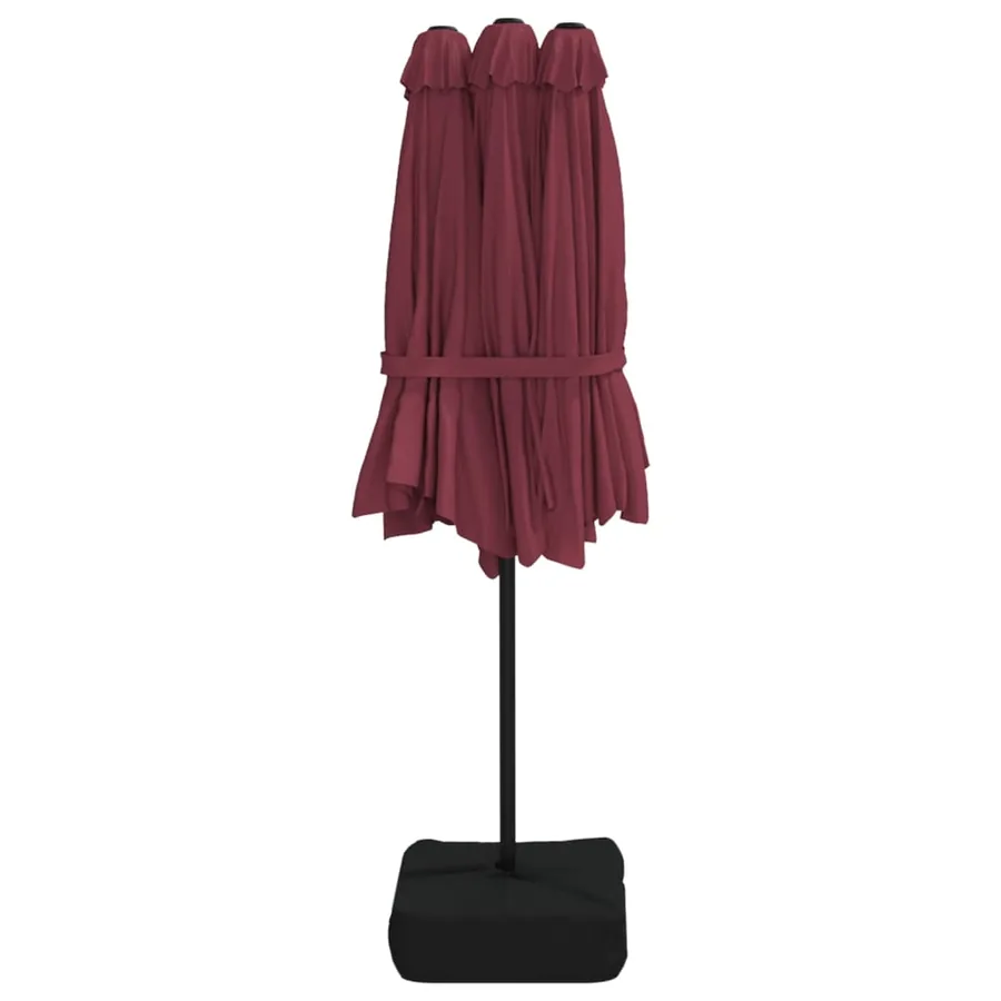 Parasol de jardin à double tête avec LED rouge bordeaux - 7