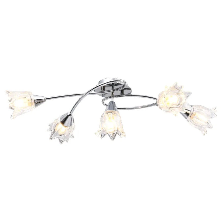 Plafonnier et abat-jour verre transparent 5 ampoules E14 Tulipe - 2
