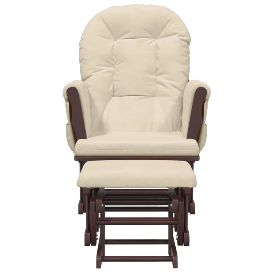 Chaise berçante avec repose-pied Blanc crème Tissu - 3