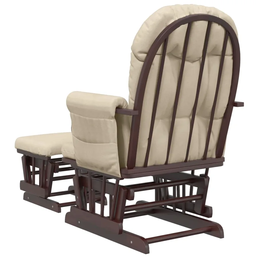 Chaise berçante avec repose-pied Blanc crème Tissu - 5