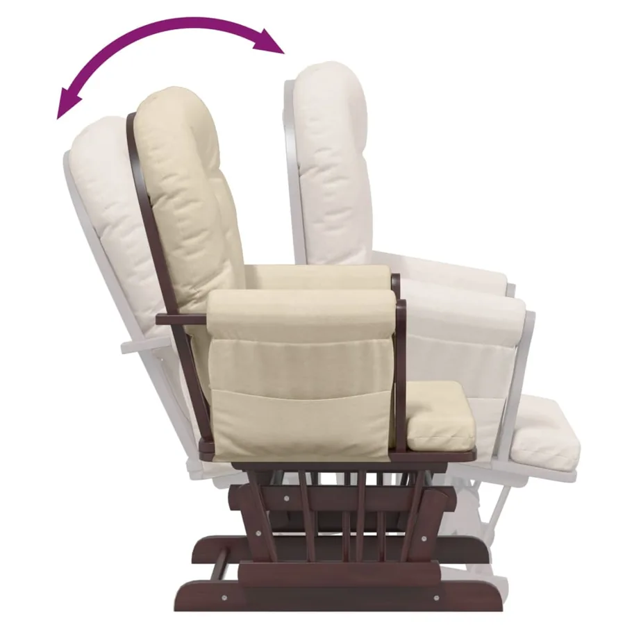 Chaise berçante avec repose-pied Blanc crème Tissu - 9