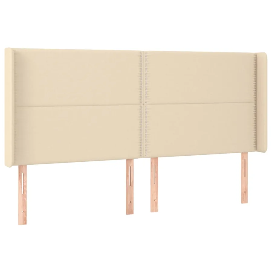 Tête de lit avec oreilles Crème 183x16x118/128 cm Tissu - 2