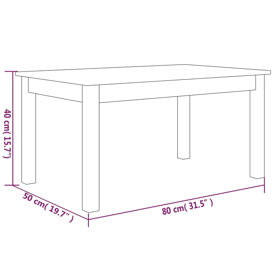 Table basse Blanc 80x50x40 cm Bois massif de pin - 8