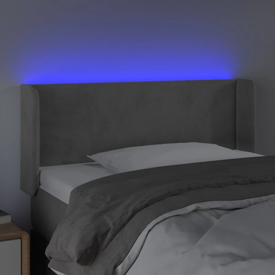 Tête de lit à LED Gris clair 103x16x78/88 cm Velours - 4