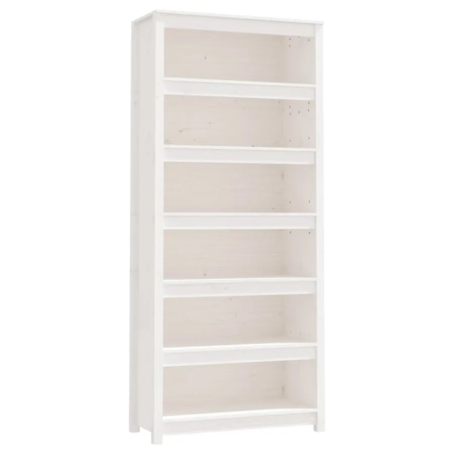 Bibliothèque Blanc 80x35x183 cm Bois de pin massif - 2