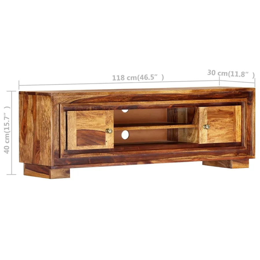 Meuble TV 118x30x40 cm Bois de Sesham massif - 9
