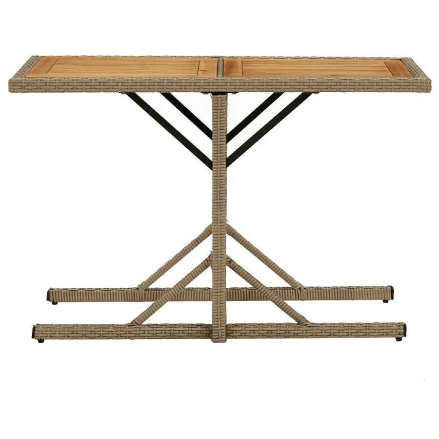 Table de jardin Beige Bois massif d'acacia et poly rotin - 2