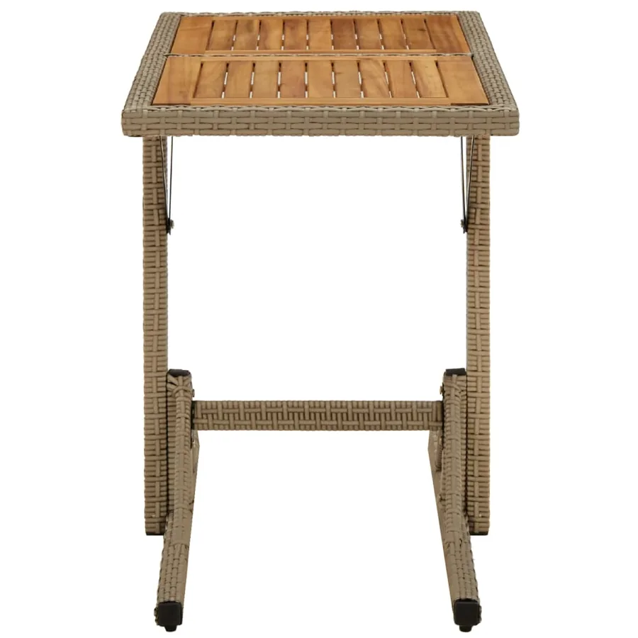 Table de jardin Beige Bois massif d'acacia et poly rotin - 3