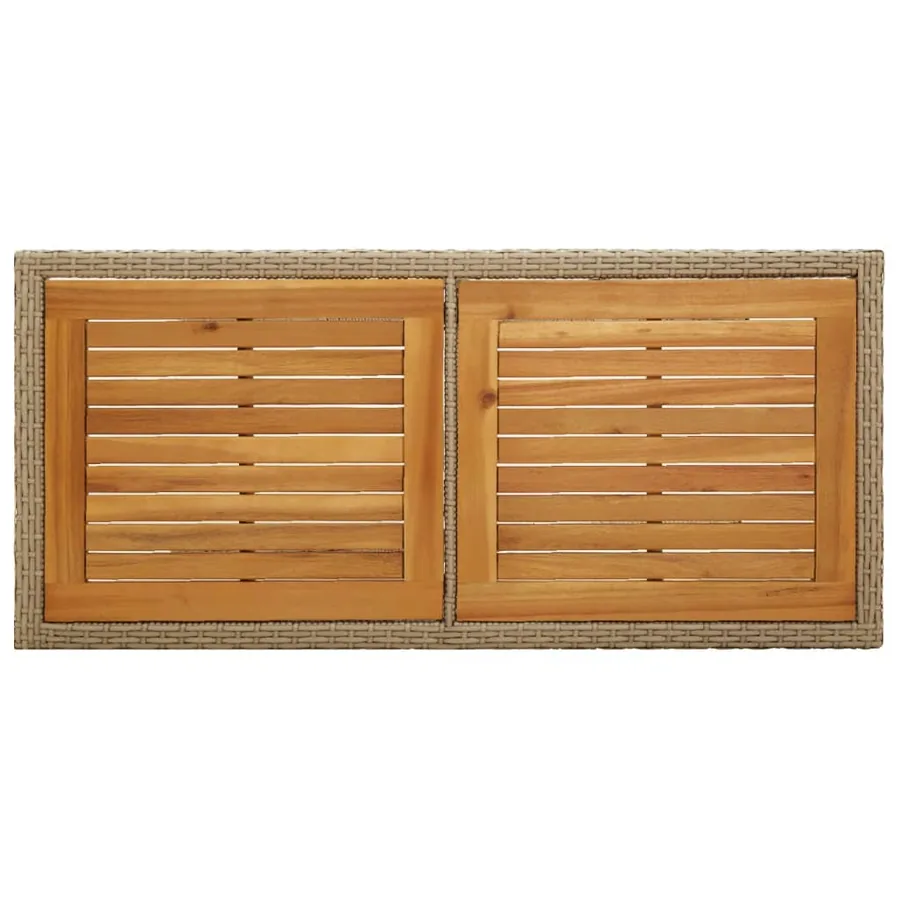 Table de jardin Beige Bois massif d'acacia et poly rotin - 4