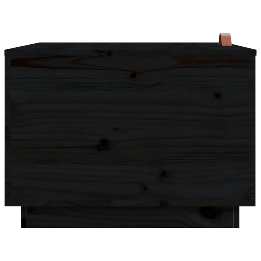 Boîtes de rangement et couvercles 3 pcs Noir Bois massif de pin - 8