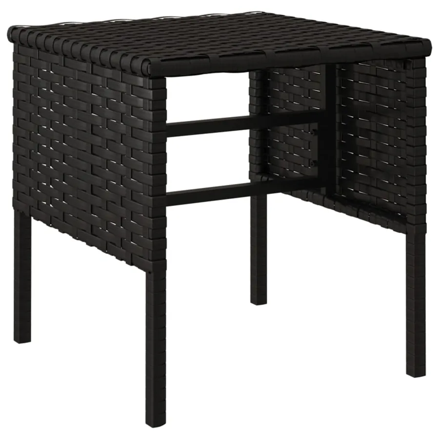 Repose-pieds de jardin et coussins lot de 4 Noir Résine tressée - 4