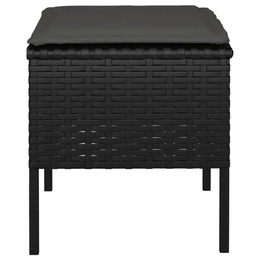 Repose-pieds de jardin et coussins lot de 4 Noir Résine tressée - 6