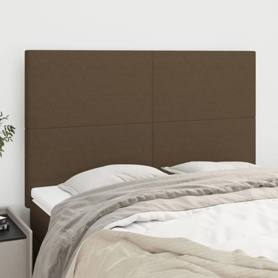 Tête de lit Marron foncé 144 x 5 x 118/128 cm Tissu
