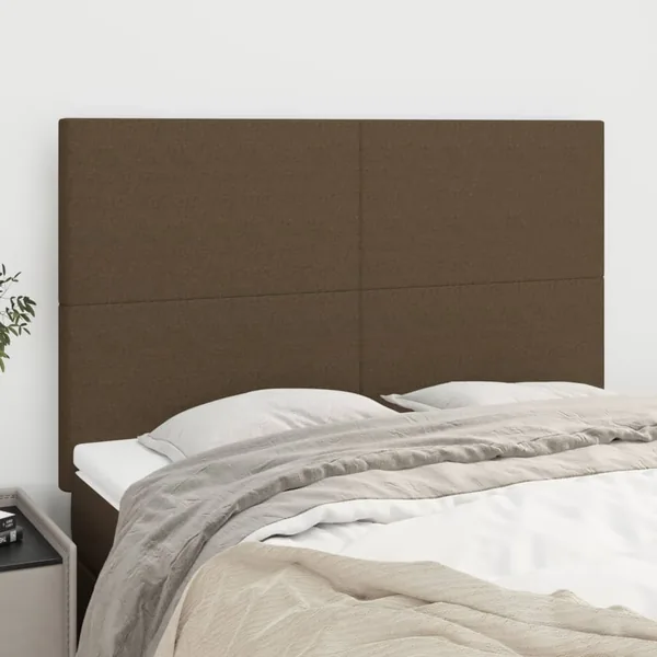 Tête de lit Marron foncé 144 x 5 x 118/128 cm Tissu