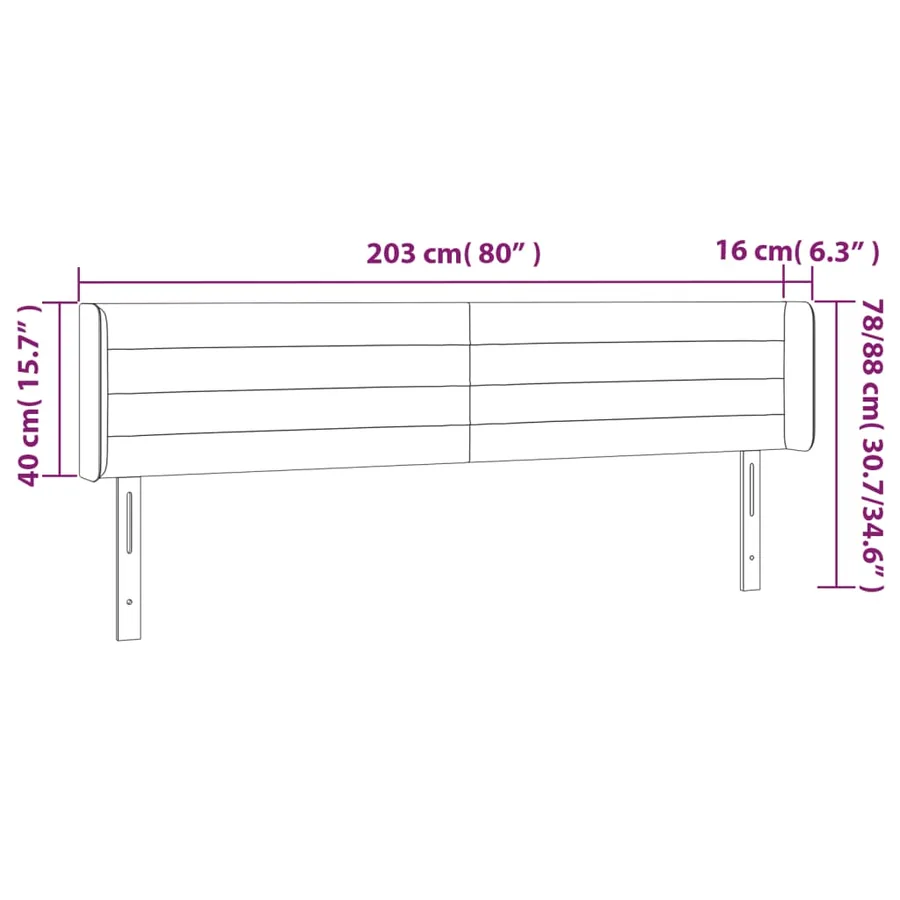 Tête de lit avec oreilles Gris clair 203x16x78/88 cm Tissu - 9