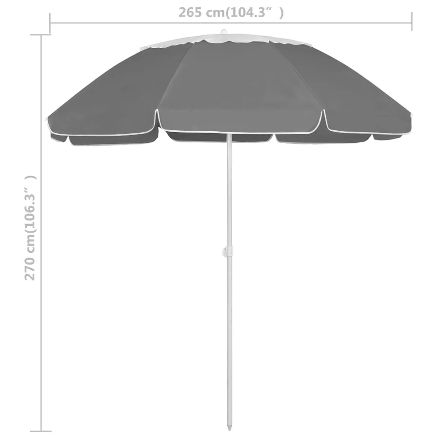 Parasol de plage anthracite 300 cm - 7